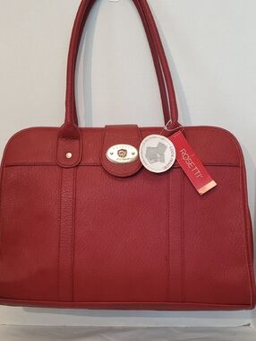Rosetti Red Double-Handle Shoulder Tote with Gold Accent